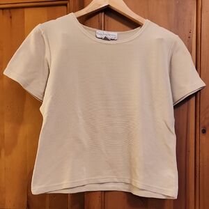 Elegant Beige Women's Short Sleeve Top